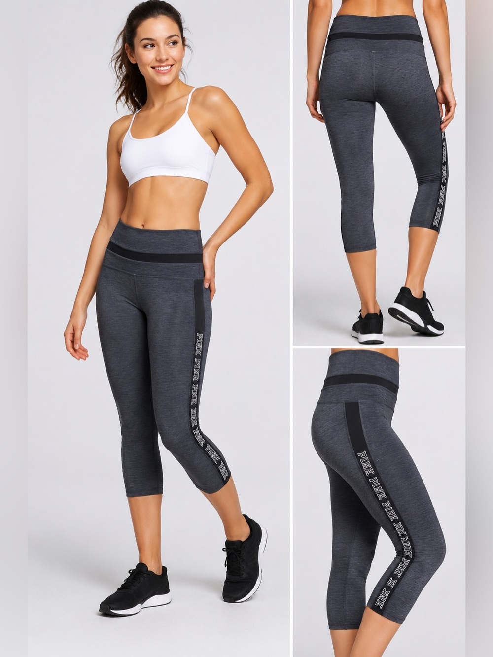 PINK Victoria's Secret Heathered Charcoal Capri Leggings